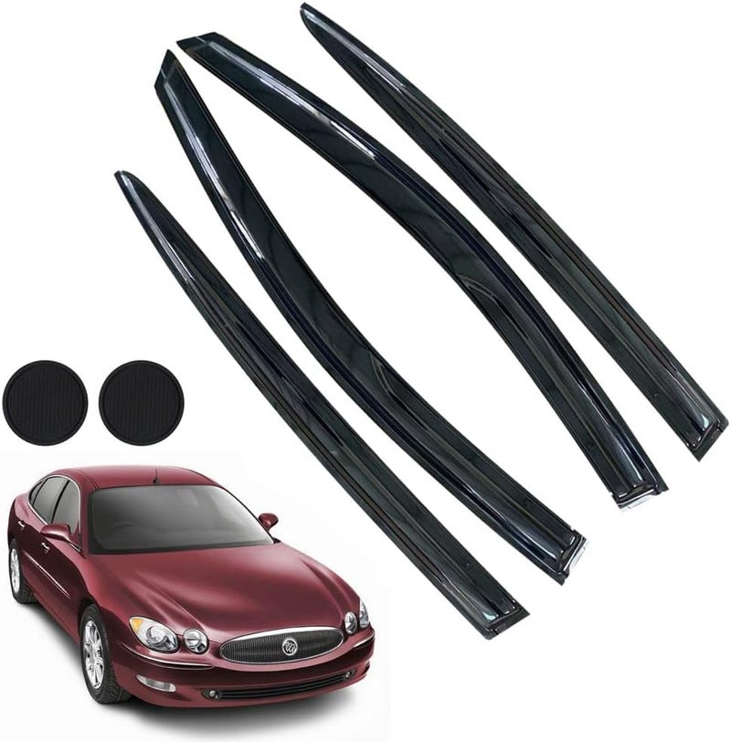 LETINGFAR Rain Guards for Buick Lacrosse 2010-2016, Tape-on Side Window Deflectors for Buick Lacrosse, Window Visors for Buick Cars, Car Accessories 4 Rain Guards ＆ 2 Car Coasters - Image 1